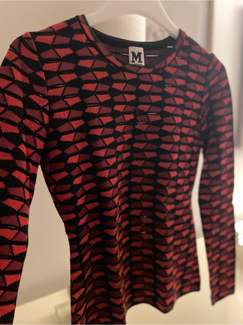 Missoni Red and Black Geometric Knit Top